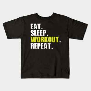 gym eat sleep workout repeat Kids T-Shirt